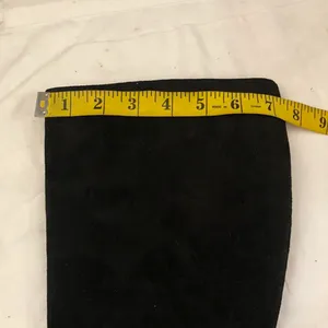 AJ Valenci Real Leather Suede Dark Black Preppy Academia Goth Tall Knee High Boots Kitten Block Heels Square Pointed Toe Grunge Whimsigoth Festival Western Country Sz 8M New in Box thumbnail 7