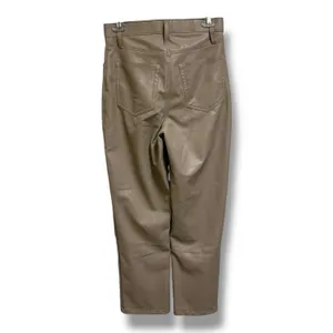Abercrombie Curve Love Vegan Leather 90s Straight Pants Tan 27 Long High Rise 4‎ thumbnail 4