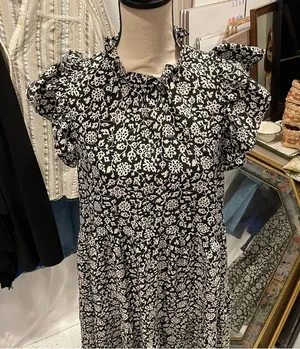 Adorable Black and white floral boho ruffle maxi dress pinch thumbnail 7
