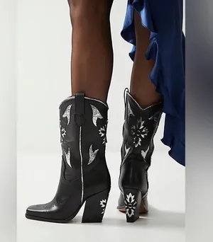 🆕 Free People | Sparks Fly Cowboy Boots | Black | Sz: 9 thumbnail 1