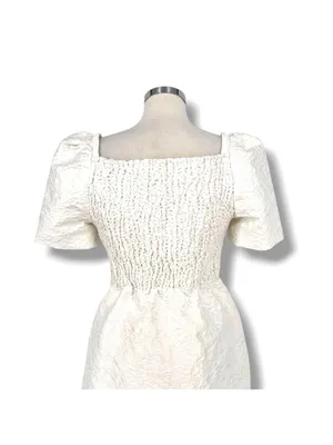 Elliatt Feminise Textured Puff Sleeve Sweeetheart Mini Dress White Size XL thumbnail 5