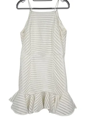 NWT Bardot Ivory Lace‎ Midi Dress L Halter Ruffle Hem Bridal Cocktail thumbnail 1