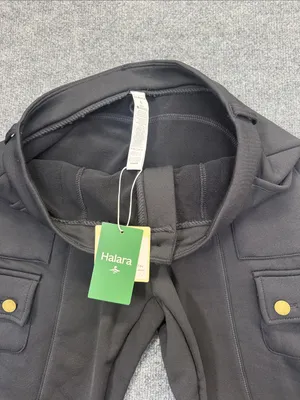 HALARA Black Cargo Joggers with Gold Buttons thumbnail 4