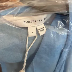 NWT Rebecca Taylor Sleeveless Ramie Cut Out Dress With Pockets Azul Blue Size L thumbnail 8