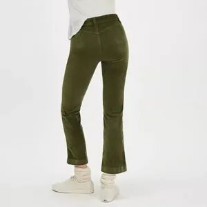 Free People High Time Velvet Kick Flare Pants Olive Army Green‎ size 8 thumbnail 3
