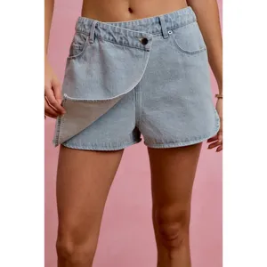 SO‎ ME Washed Denim Wrap Skorts - Large thumbnail 3
