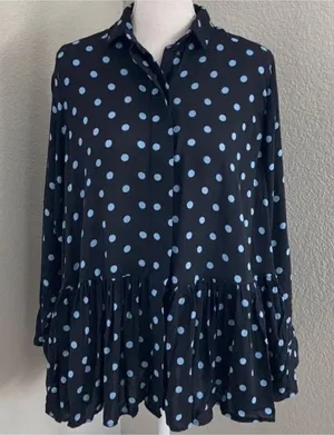 Zara Woman Oversized Drop Waist Polka Dot Tunic Size Medium thumbnail 1
