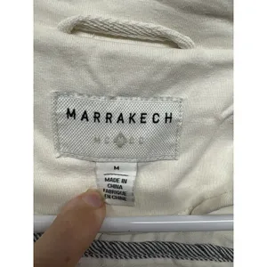 MARRAKECH Anthropologie Women Cream White Cotton Moto Style Jacket Medium thumbnail 2