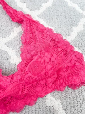 Free People Hot Pink Lace Halter Bralette thumbnail 4