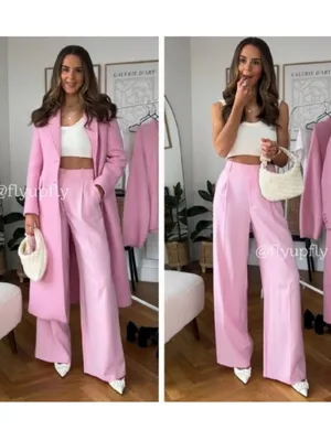 NWT ZARA Pink Full Length Pants size S thumbnail 4