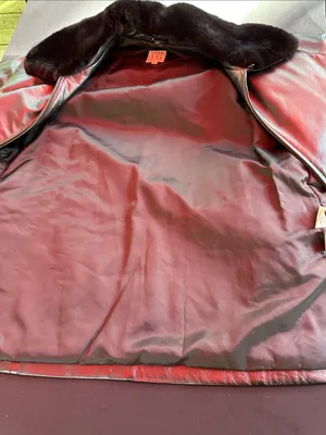 Women’s Black Leather Jacket with Fur Collar Size XL thumbnail 6