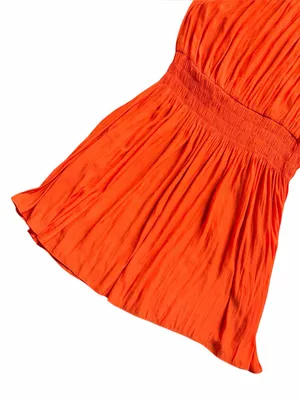 Ramy Brook Leila One Shoulder Blouson Mini Dress Orange Size Medium thumbnail 4