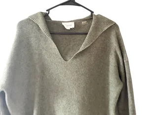 Korye‎ Womens Olive Green Hooded V-Neck Knit Sweater Casual Outdoors Small thumbnail 1