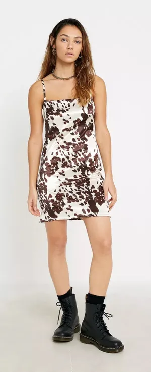 Urban outfitters UO Cow Print Sateen Mini Dress thumbnail 1