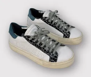 P488 Thea Shabby Womens Shoes White Leather Embossed Low Top Sneaker 37 US 7 thumbnail 1