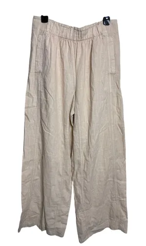 Free People Day’s End Linen Pull On Wide Leg Pants Women’s Medium Beige thumbnail 1