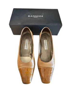 Y2K Rangoni Firenze Tan Leather Cap-Toe Pumps – 8.5B thumbnail 1