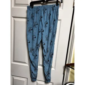 Peanuts Snoopy Heart Print Pajama Pants Blue‎ Teal Sea Small LZ42901SG thumbnail 4