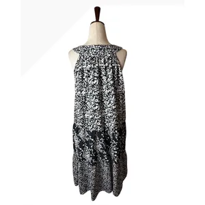 The Vermont Country Store Midi Dress Women Small Black White Cotton Boho thumbnail 3