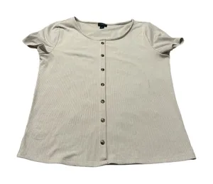 ANN TAYLOR beige ribbed top thumbnail 1
