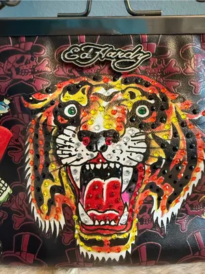 Ed Hardy Rhinestone Tiger Kiss Lock Shoulder Bag thumbnail 3