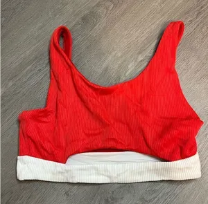OneOne Swimsuit Top Size Small Red and White thumbnail 1