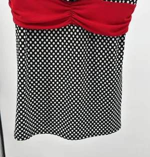 Maurices Y2K Babydoll stretchy Black White red Polka Dot tank pin up 90s M thumbnail 3