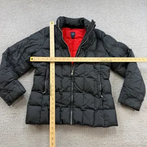 Gap Mens Black Quilted Puffer Jacket Red Lining Full Zip Small RN54023 thumbnail 3