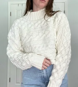 Cozy Cable Knit Sweater White thumbnail 1