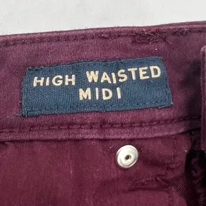 Aeropostale Burgundy High Waisted Midi 3” Inseam Soft Stretch Denim Shorts Sz 6 thumbnail 3