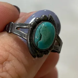 Vintage Turquoise and Sterling Silver Ring Womens Southwestern Western Native thumbnail 2