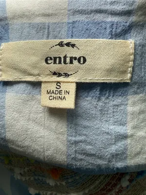 Entro Small Blue Gingham Ruffle Sleeve Beaded Square Neck Babydoll Top Coquette thumbnail 7