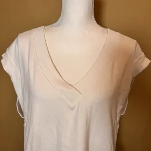 Athleta Retroterry V-Neck Sleeveless Sweatshirt Tee Ivory White Size M‎ thumbnail 4