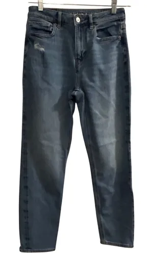 American Eagle Outfitters Women Blue Distressed High Rise Straight‎ Jeans Size 2 thumbnail 1