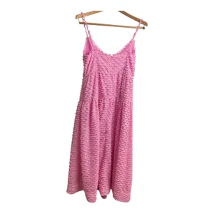 LOST‎ + WANDER Pink Paloma Maxi Dress M Spaghetti Strap Tiered Textured Crinkle thumbnail 2
