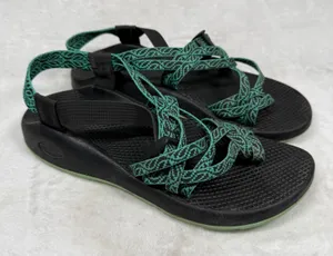 Chaco Z Cloud 2 Womens 9 Sandals Black Green Strappy Toe Loop Hiking J106636 thumbnail 1