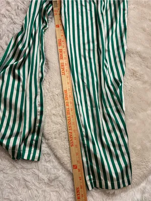 Victoria’s Secret satin green white stripe wide leg pajama pants woman’s XL thumbnail 8