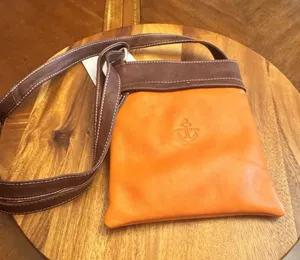 Vera Pelle Florio Bazaar Small Orange/Tan Leather Style Crossbody Bag thumbnail 1