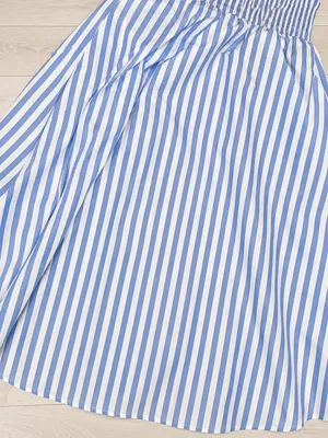 Women's Blue White Striped Sleeveless Spaghetti Strap Midi Dress S thumbnail 3