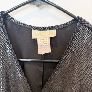 VTG Cache Y2K Zip Front Bodycon‎ Dress Small Black Rave Party Cyber Goth thumbnail 4