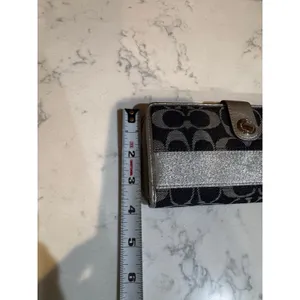 Coach Signature Accordion Zip Bifold Wallet jacquard monogram canvas leather VTG thumbnail 14
