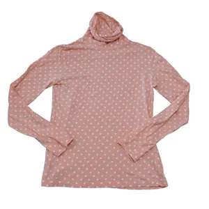 J. Crew Women's Size Small Tissue Turtleneck Shirt Pale Pink Polka Dot Layering thumbnail 1