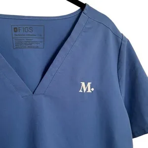 Figs Casma Three Pocket Scrub Top in Color Ceil Blue Monogram M Medical XL thumbnail 5