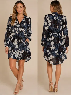 Lila Rose Floral Long Sleeve High Low Dress Size 6 Dark Academia Romantic thumbnail 2
