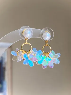 Handmade fairy cute unique style dangle earrings🩵 thumbnail 1