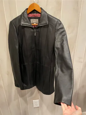 Croft & Barrow Cute cool classic 90s zip front lined buttery black leather jacket pockets thumbnail 5