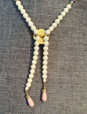 Vintage 1928 glass bead flower Y necklace thumbnail 2