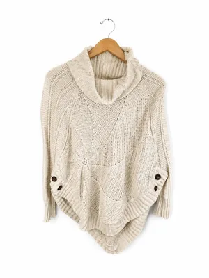 Anthropologie Angel of the North Harvest Moon Cotton Poncho Sweater Size S thumbnail 2