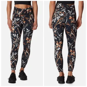 Columbia Weekend Adventure Leggings Women XL Black Floral 7/8 Gorpcore Botanical thumbnail 3