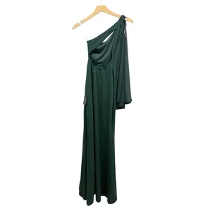 Lulus Majestic Attitude Emerald Cape Sleeve One-Shoulder Maxi Dress size XS NWT thumbnail 4